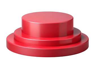 Three tiered red podium stage for award ceremony or presentation isolated on transparent background
