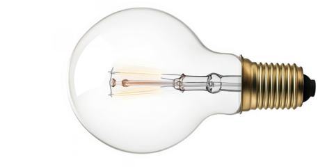 Vintage style lightbulb close up on transparent png photo