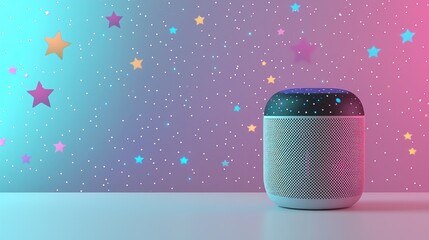 Colorful Bluetooth Speaker on a Bright Starry Background