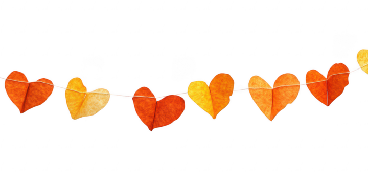 Hanging heart garland decoration on transparent png photo