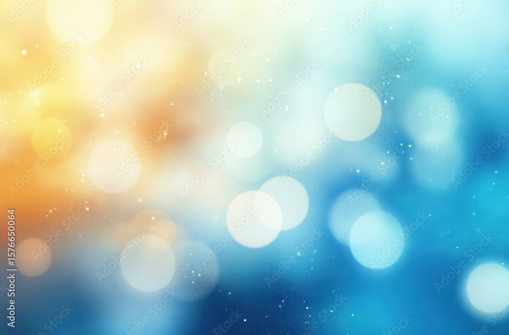 Poster abstract background with soft glowing bokeh lights in warm orange and cool blue tones creating a cal