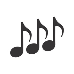 Musical notes icon, Music notes symbol, Black Silhouette Vector Illustration, white background.