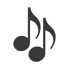 Musical notes icon, Music notes symbol, Black Silhouette Vector Illustration, white background.