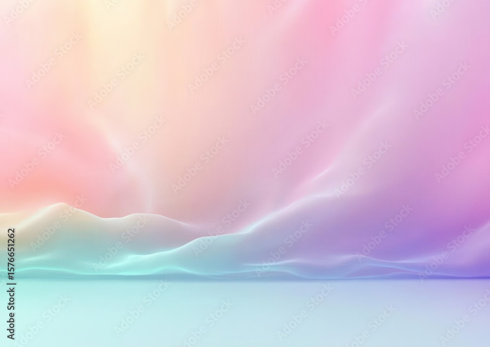Poster soft pastel gradient background with smooth flowing shapes resembling gentle waves or hills