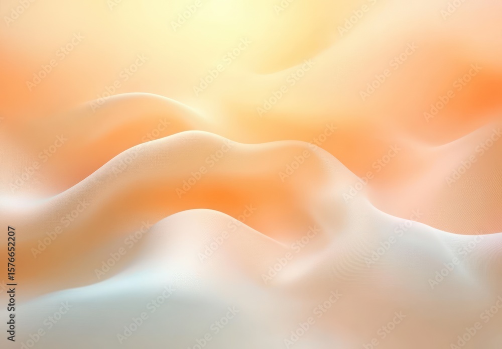 Poster soft flowing waves of smooth fabric or liquid in warm tones of peach and cream creating an abstract 