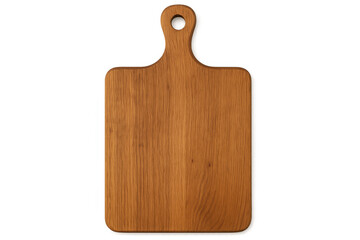 Fototapeta premium Light brown wooden cutting board with handle, isolated on transparent background, ideal for food and kitchen-related designs