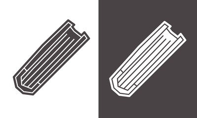 Stack of Books Icon in Black Filled and White Filled Cutout Style