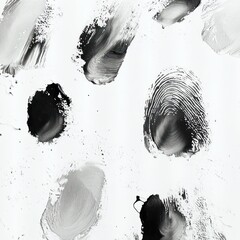 Close-up of black and white fingerprints and smudges on white surface showing texture and detail