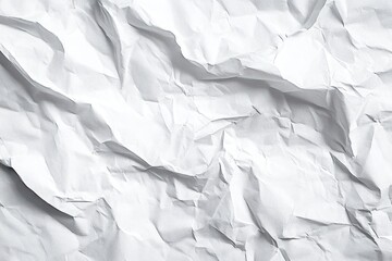 Fototapeta premium Close-up of a wrinkled and crumpled white paper texture showing various creases and folds