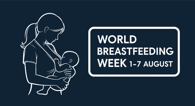 World breastfeeding week august 1 to 7 celebrated with mother and baby illustration promoting infant nutrition and bonding