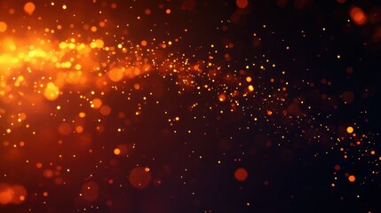 Glowing floating orange and gold particles creating a magical and warm atmosphere against a dark background