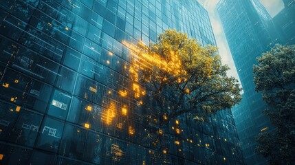 a harmonious blend of nature and technology showcasing the resilience of urban ecosystems and the potential for sustainable architectural integration in modern cityscapes