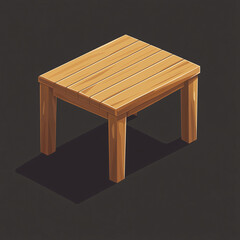 Pixelated Wooden Table Illustration