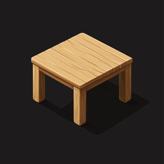 Pixelated Wooden Table Illustration