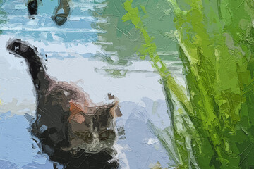 Various oil paintings, flowers, roses, peonies, chrysanthemums, lakes, forests, landscapes, cats and dogs