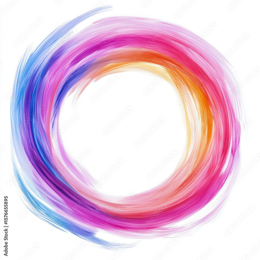 Poster vibrant multicolored paint swirl in circular motion with soft brush strokes and dynamic gradient on 
