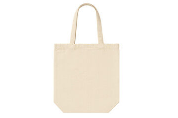 Beige tote bag mockup isolated on a transparent background, ideal for displaying unique designs and enhancing branding efforts