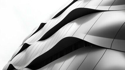 an abstract architectural facade with curving  wave-like patterns