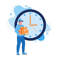 Delivery Vector Illustration Efficient Express Free Shipping for Online Shop & E-commerce with Courier Services Bike, Motorcycle, Truck, Handcart