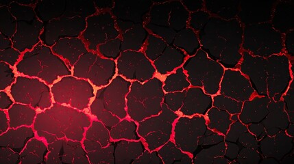 Obraz premium Abstract Red & Black Cracked Lava Terrain - Hot Molten Magma Rock Background Texture