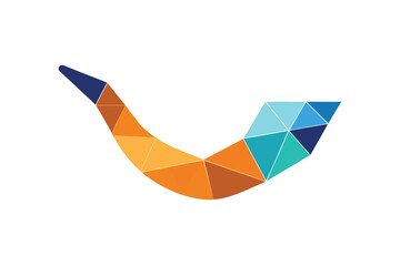 Geometric Shofar Icon In Abstract Polygon Shape On White