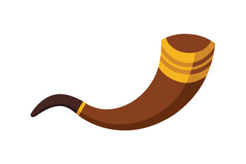 Flat Shofar Ram S Horn With Slight 3d Curve On White