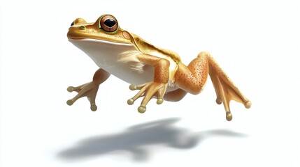 A detailed image shows an animated frog in mid air