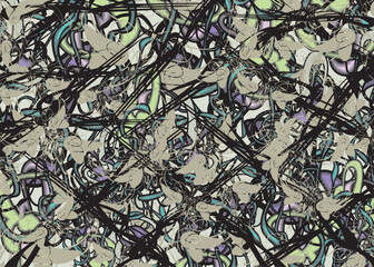 Colored linear backdrop with butterfly wings and floral elements for textiles or covers. Tropical motifs for batiks, fabrics, scrapbooking, tiles, fashion trends, carpets, wallpapers, dynamic posters