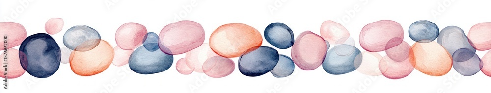Poster abstract watercolor pattern with overlapping translucent rounded shapes in soft pastel colors of pin