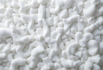 Close-up of White Packing Peanuts for Shipping and Protection