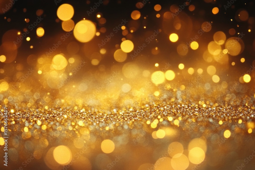 Aufkleber abstract golden bokeh lights with shimmering glitter surface creating a warm and festive atmosphere
