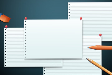 copy space note background with paper on board