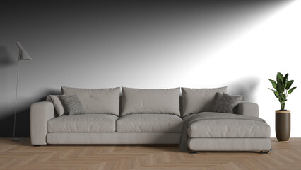 3D render a couch and a chair in a room