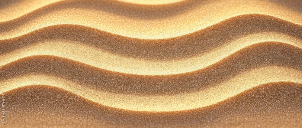 Aufkleber close-up view of smooth golden sand dunes forming gentle wavy patterns with soft light highlighting 