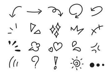 hand drawn cute curly lines expressions cartoon movement comic doodle