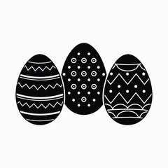 Easter Egg Decoration Pattern Silhouette Set Vector Illustration