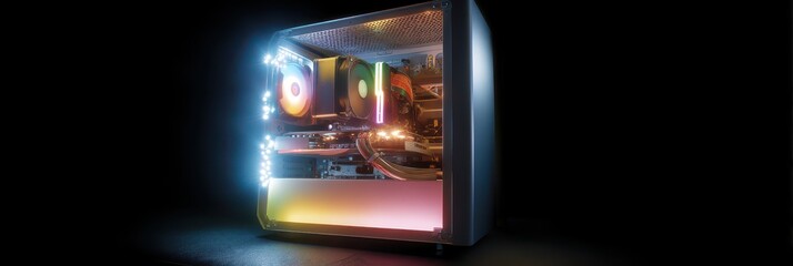 Illuminated gaming pc case with rgb graphics card for tech enthusiasts