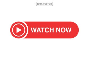 Watch Now video button or icon in vector format. Ideal for streaming platforms, YouTube thumbnails, video previews template vector 02