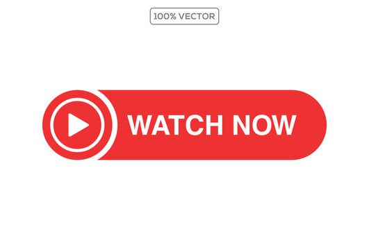 Watch Now video button or icon in vector format. Ideal for streaming platforms, YouTube thumbnails, video previews template vector 02