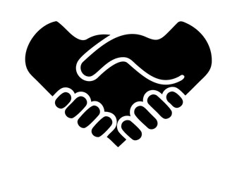 Support solid icon. Handshaking forming a heart vector illustration isolated on white. Two hands support each other glyph style design, designed for web and app. Eps 10
