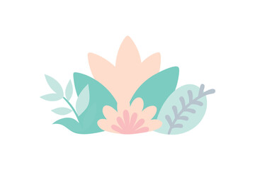 Fototapeta premium Vector Pastel Botanical Set In Cartoon Flat Design