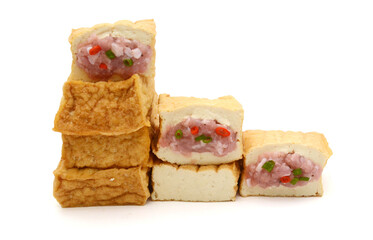 Yellow tofu on White background