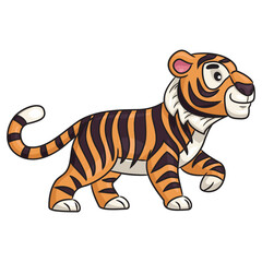Cute and adorable cartoon tiger illustration.