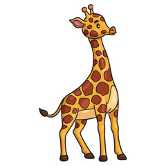 Illustration of a cute cartoon giraffe standing upright.