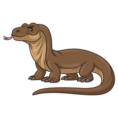 Fototapeta premium Illustration of a cute cartoon Komodo dragon sticking out its tongue.