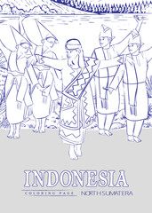 Coloring pages of nias moyo dance traditional culture