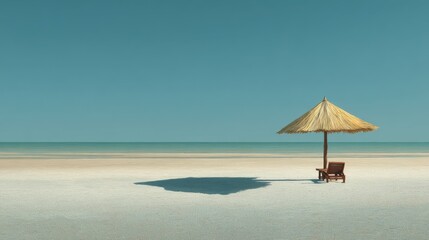 Fototapeta premium Beach Umbrella and Chair on Sandy Shore
