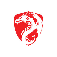 mystical animal legend design with simple dragon logo silhouette and vintage retro ancient illustration templet design