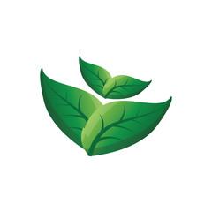 simple nature concept template illustration with minimalist green leaf logo for greening