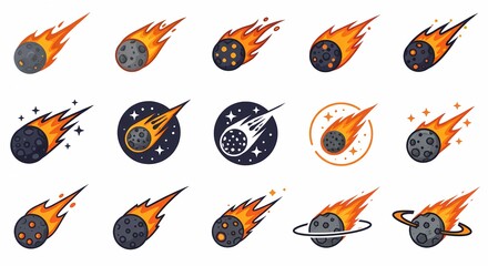 Set collection of Comet meteor logo vector icon illustration 